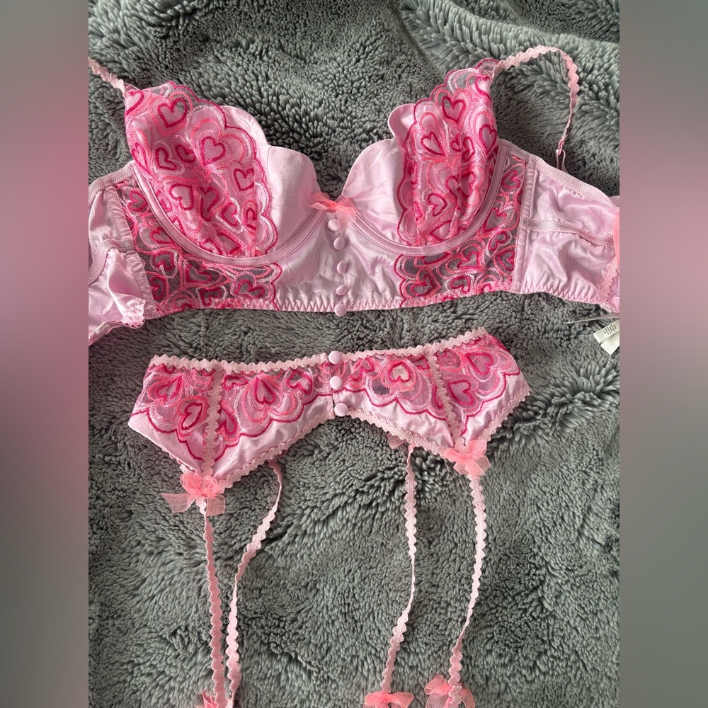 For Love & Lemons 🍋 Heart Bustier & Garter Belt Set